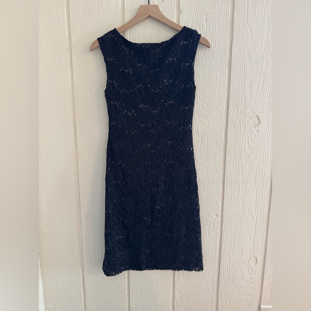 Ralph Lauren Black Sheath Midi Dress Crew Neck Sleeveless